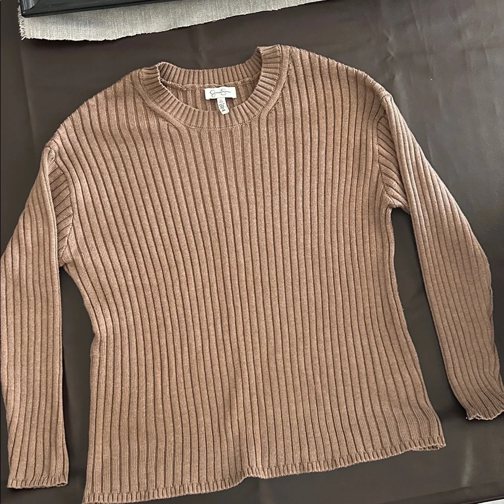 Jessica Simpson Ribbed Tan Caramel Sweater size XL